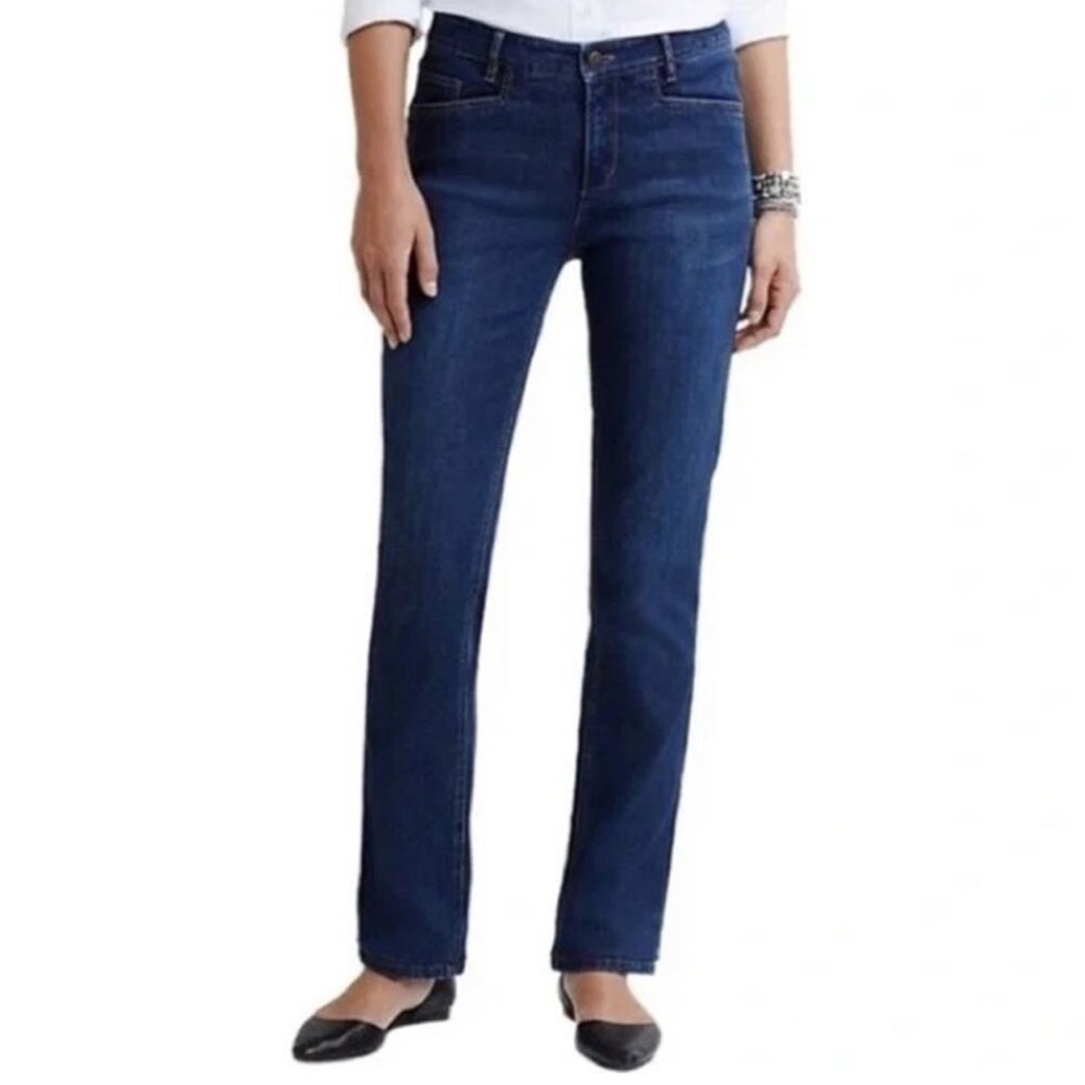 J. Jill Women's Smooth Fit Straight Leg Denim Jeans High-Rise Blue Size 8 Petite